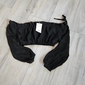 Dorado Women's Black Off The Shoulder Tube Tops With Long Puff Sleeve sz medium